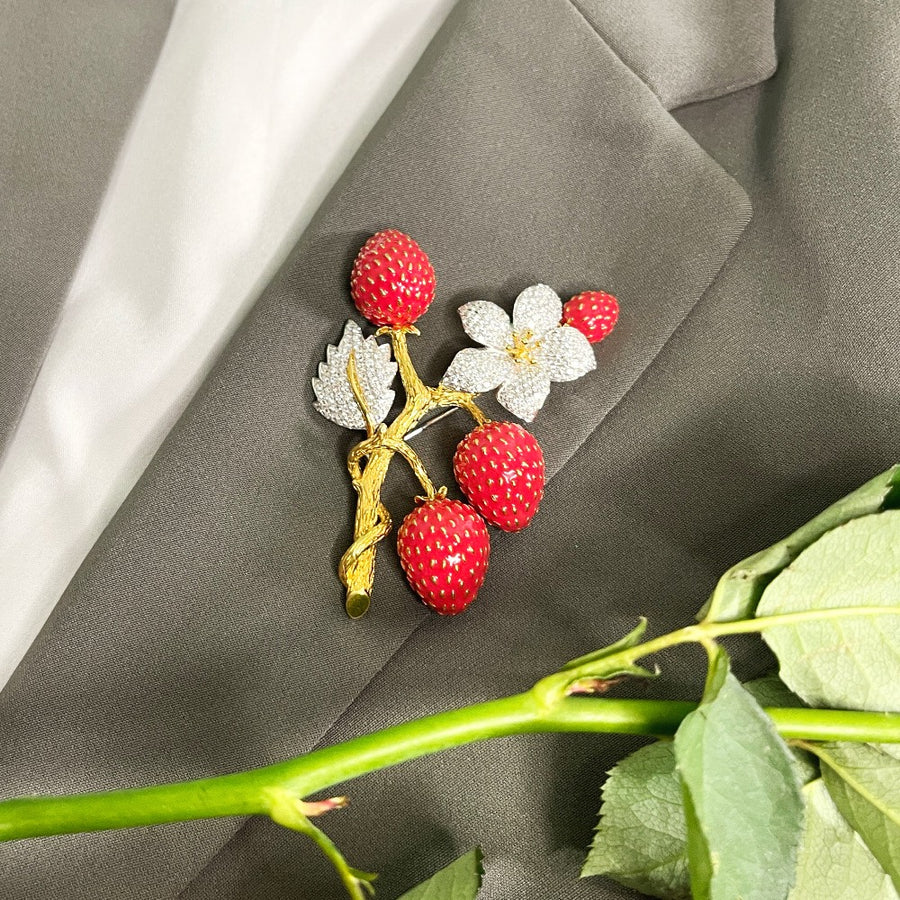 Strawberry brooch- Signed