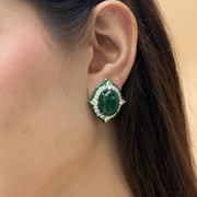 30ct Emerald Cabochan Earrings