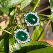 30ct Emerald Cabochan Earrings
