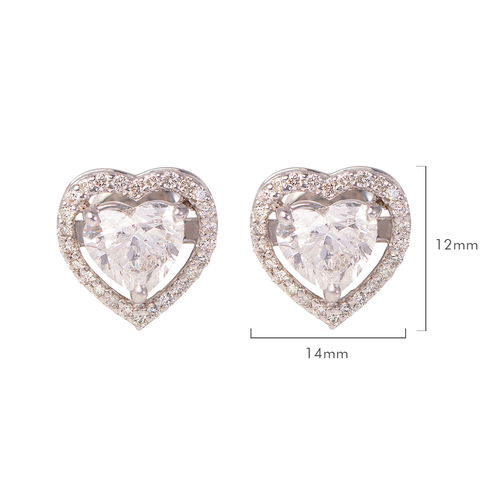 Heart Solitaire -1.90 CT Solitaire pair