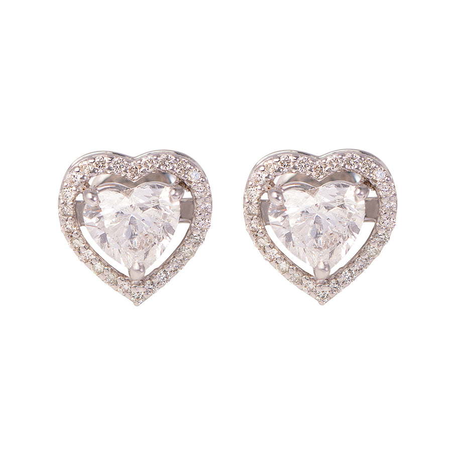 Heart Solitaire -1.90 CT Solitaire pair