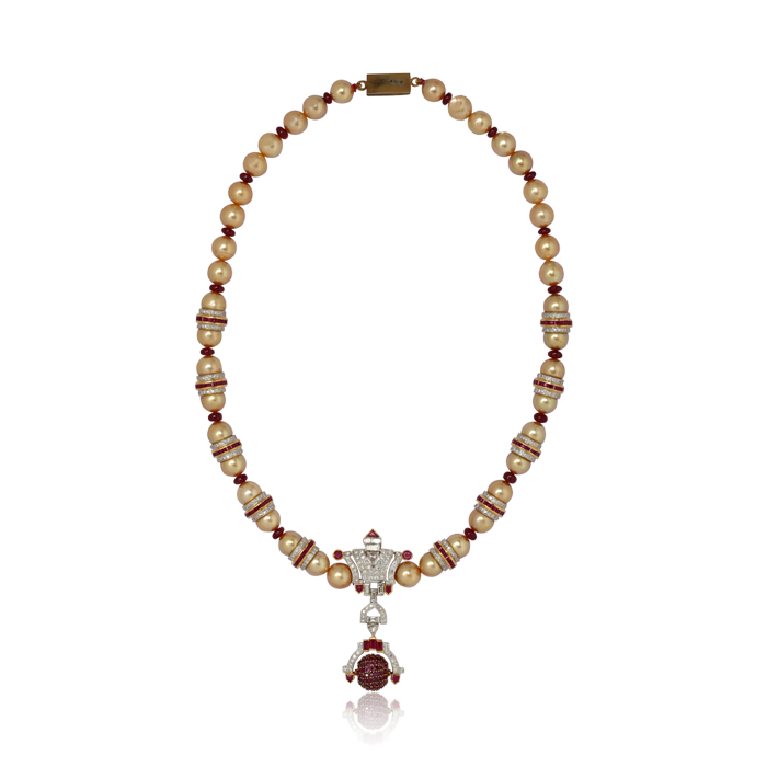 Circlet Ruby Pearl Necklace