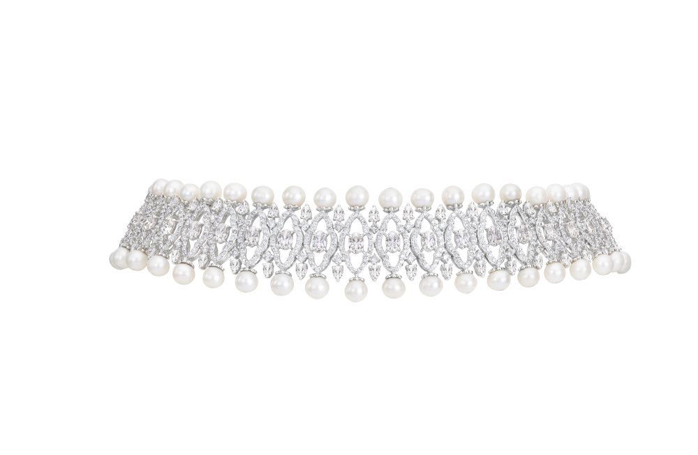 Flare Pearl Oval Diamond Choker