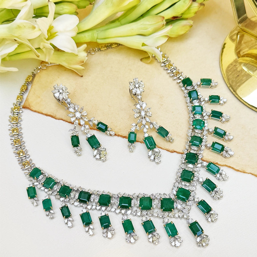 Emperial Diamond Emerald Necklace