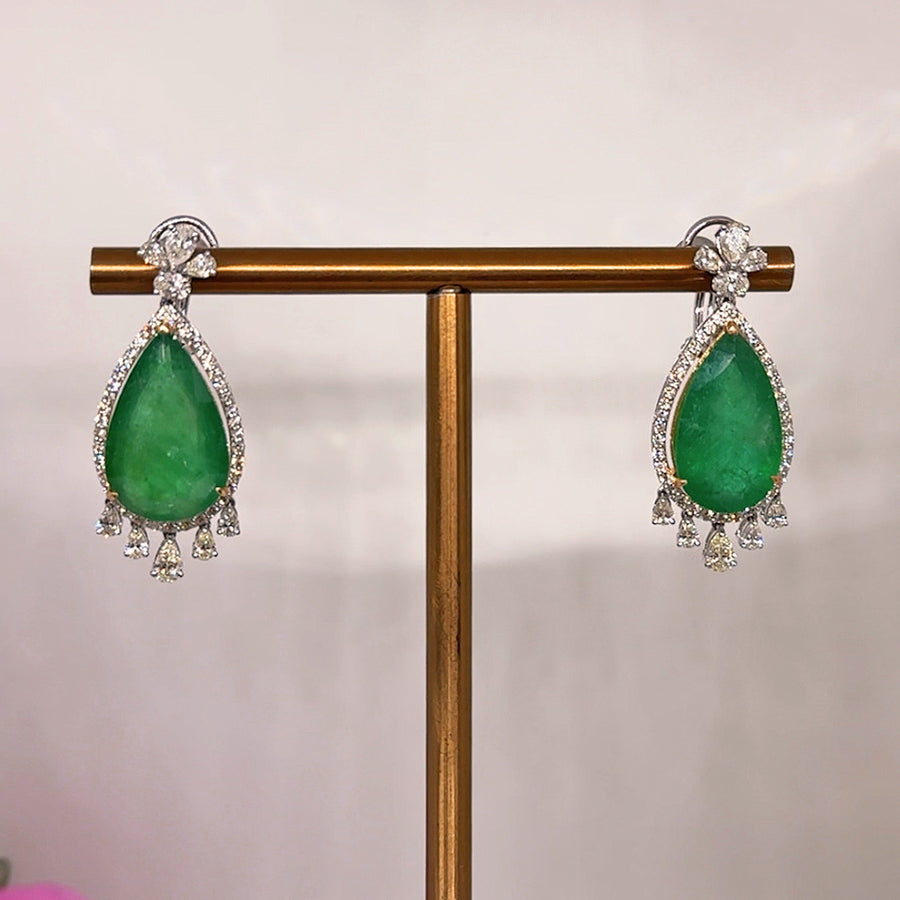 30ct Zambian Emerald pear Earrings