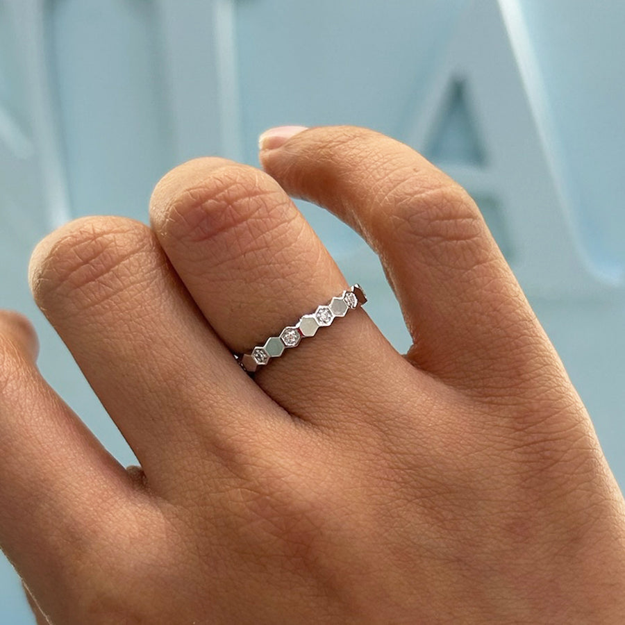 Hexagon Diamond Ring – niaj by shradha