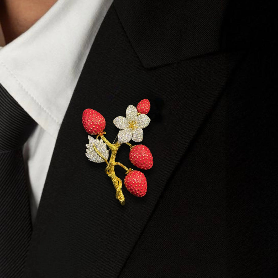 Strawberry Diamond Brooch