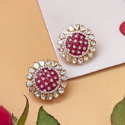 Checkered Ruby Polki Earrings