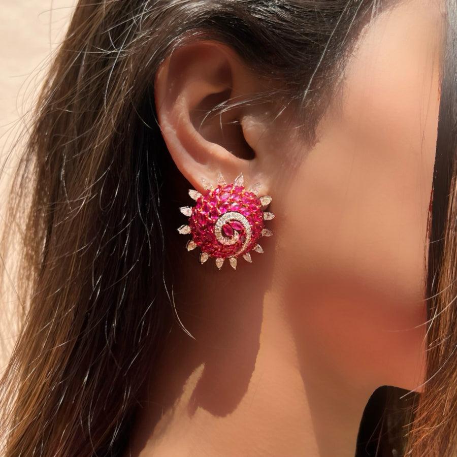 Sunburst Ruby Earrings