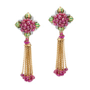Ruby Beads Gold Earrings