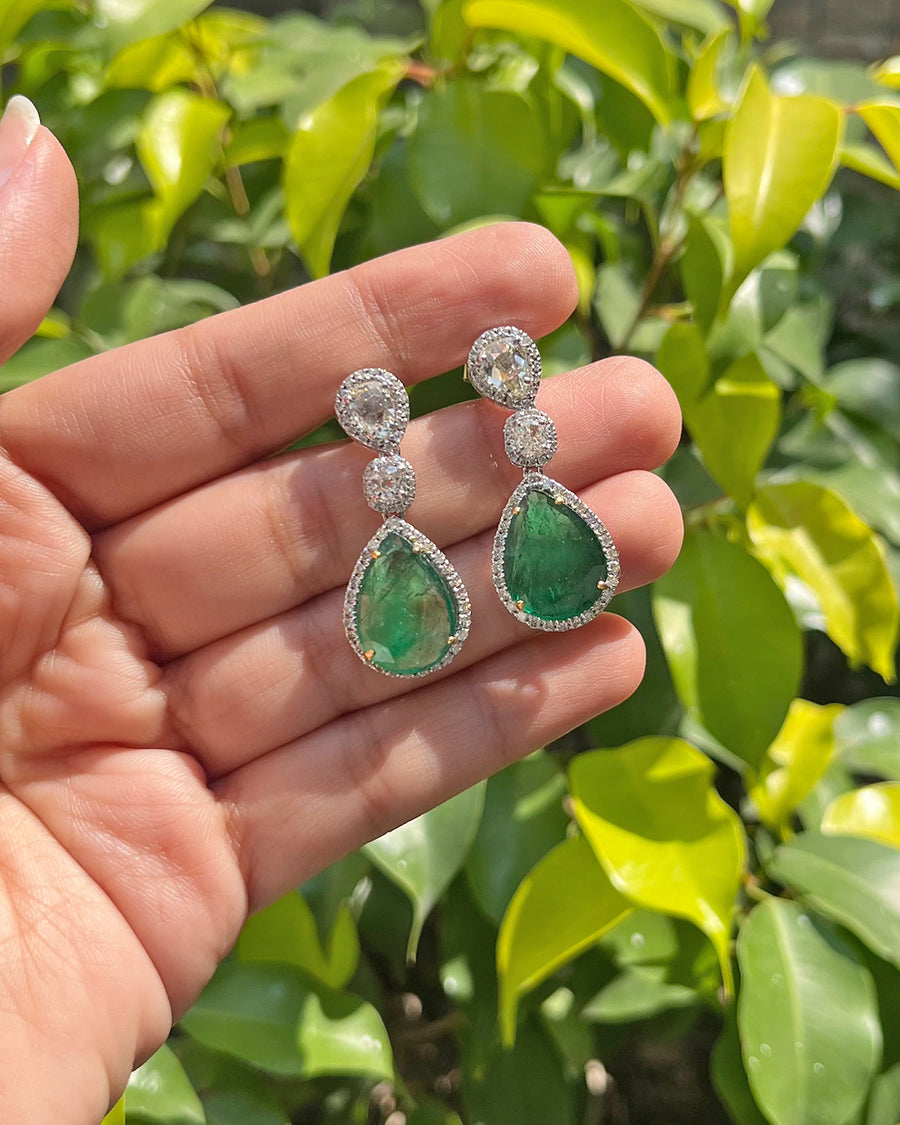 Emerald pear Earrings 10.64 CT
