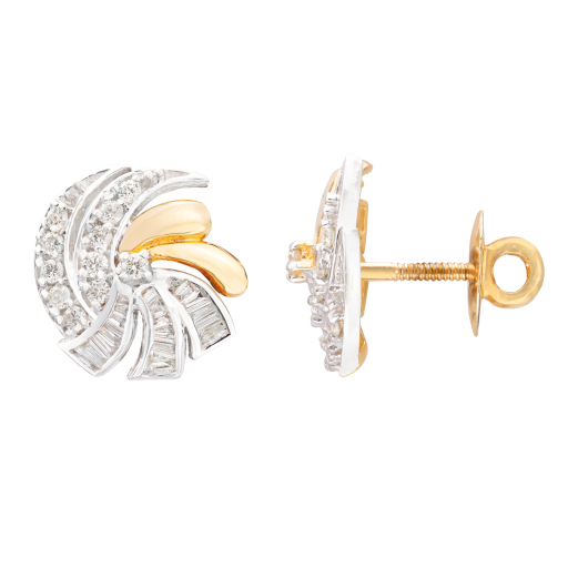 Spiral Gold Diamond Earrings