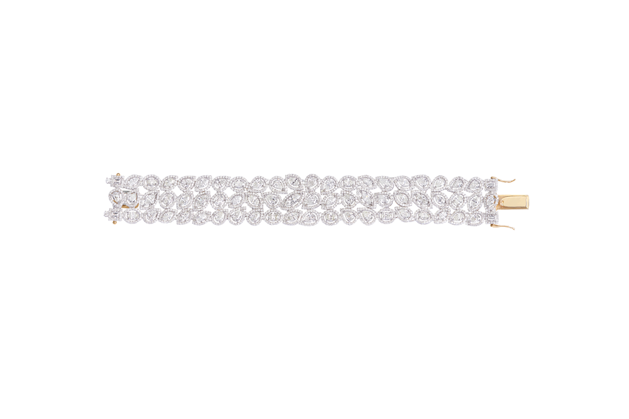 3 Line Multishape Soliatire  Diamond Bracelet