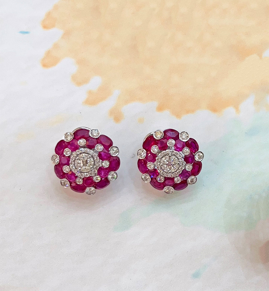 Ruby Floral Studs