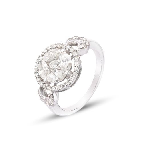 White Round Diamond Ring.