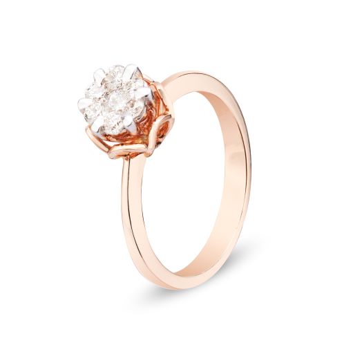 Rose Gold Round Diamond Ring.